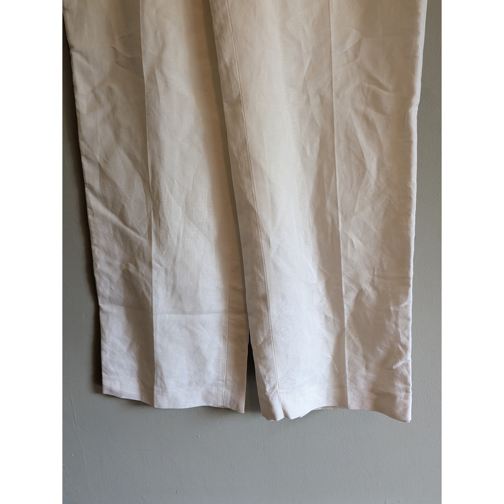 NWT Kasper White Linen Blend Straight Leg Lined Dress Pants Size 12 Side Zip - Picture 3 of 11